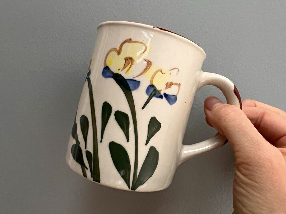 Painted Floral Ceramic & Porcelain Mug, Round, Hot/Cold, Made in China
